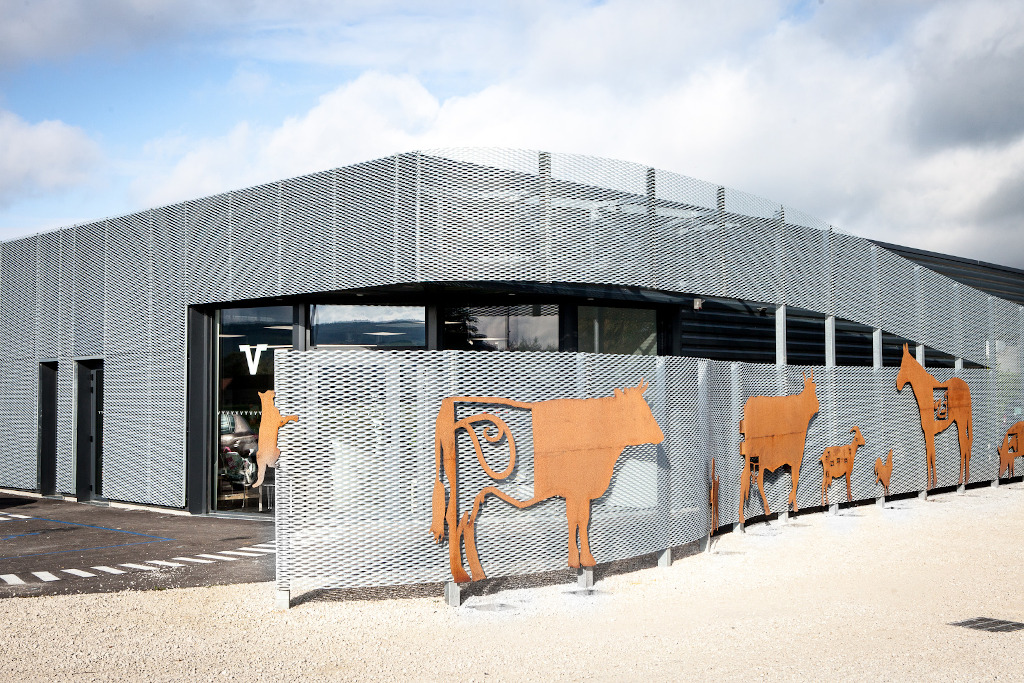 2019年设计的兽医馆-钢板网外围墙面和雕塑